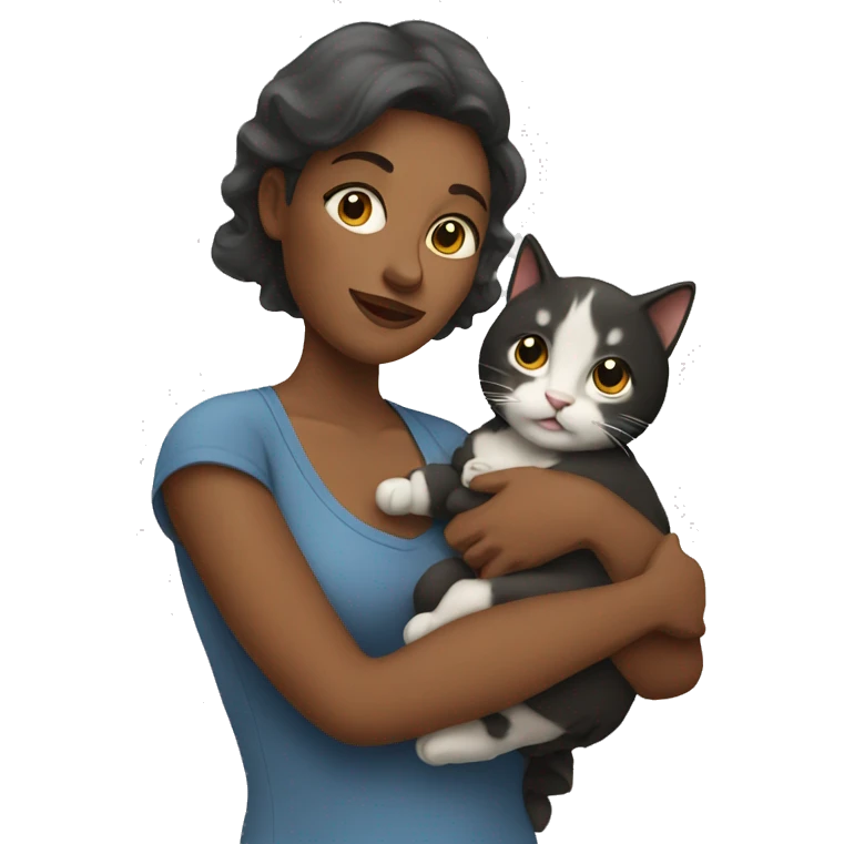 mom holding a cat like a baby emoji