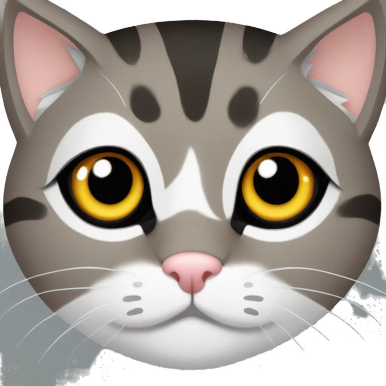 European cat grey brown white black with hazel eyes iOS 18 style  emoji