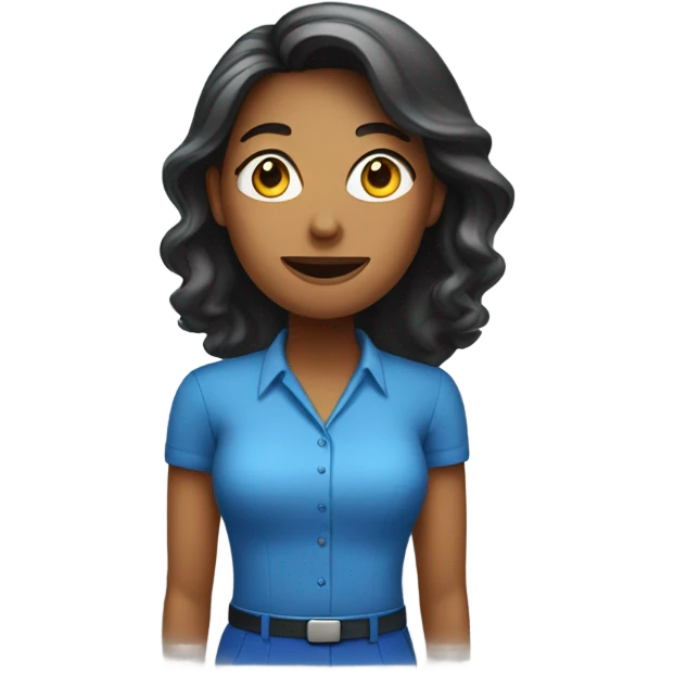 Lady in blue shirt indoors emoji