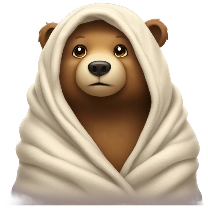 bear cozy in blanket emoji