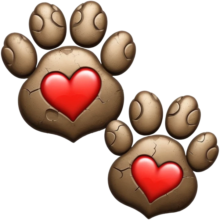 a pair of large puppy paw prints with a red heart above them emoji