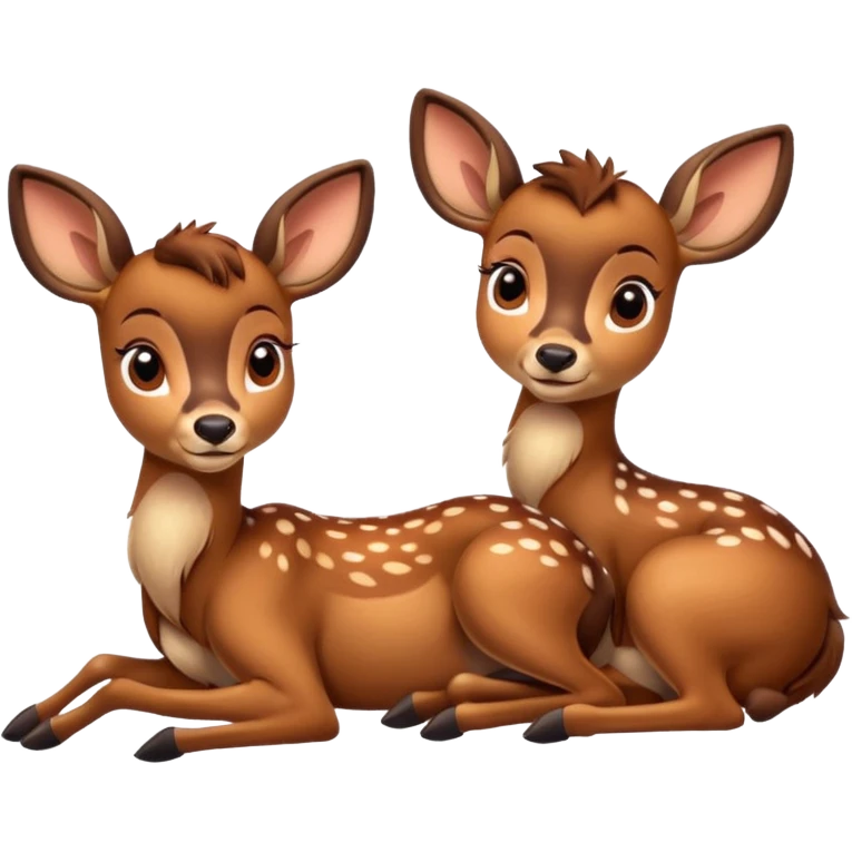 two Bambi deer are lying down emoji