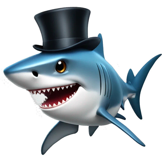 Shark with a top hat emoji