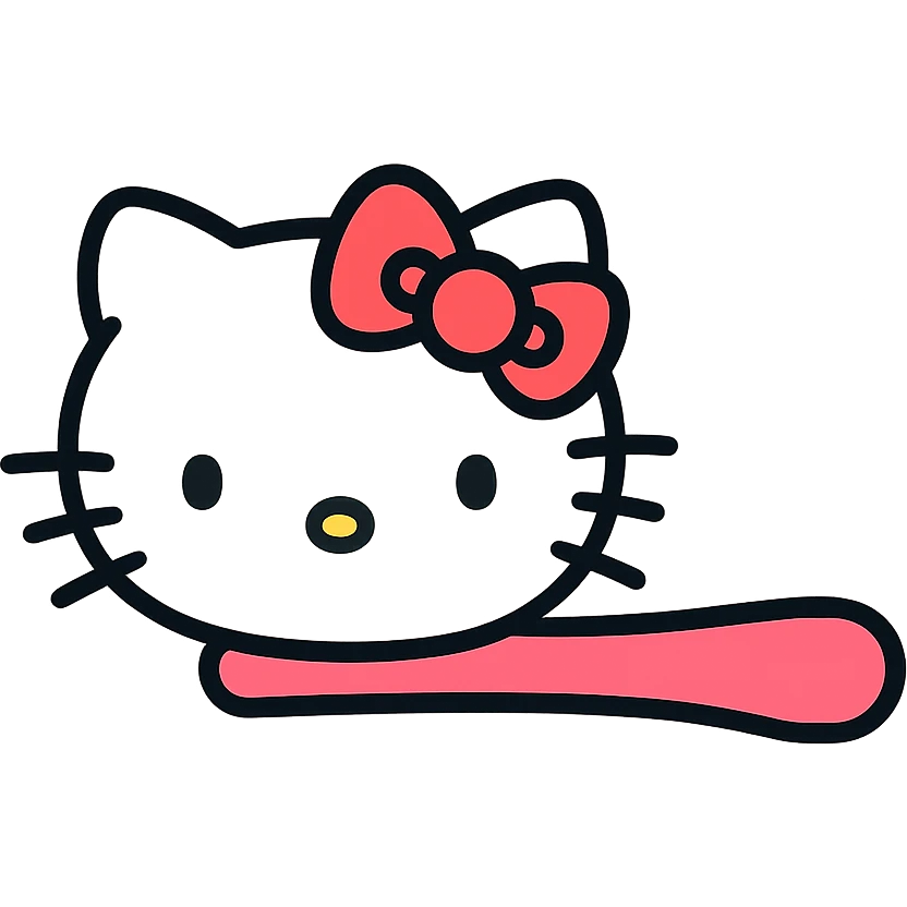 Hello Kitty hairpin, color outline icon style emoji