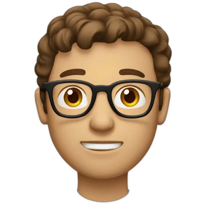Man with brown hair and glasses who thinks about something emoji