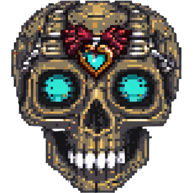 cyber skull with steampunk heart eyes emoji
