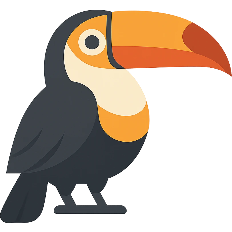 flat toon style tucano bird with simple shapes emoji
