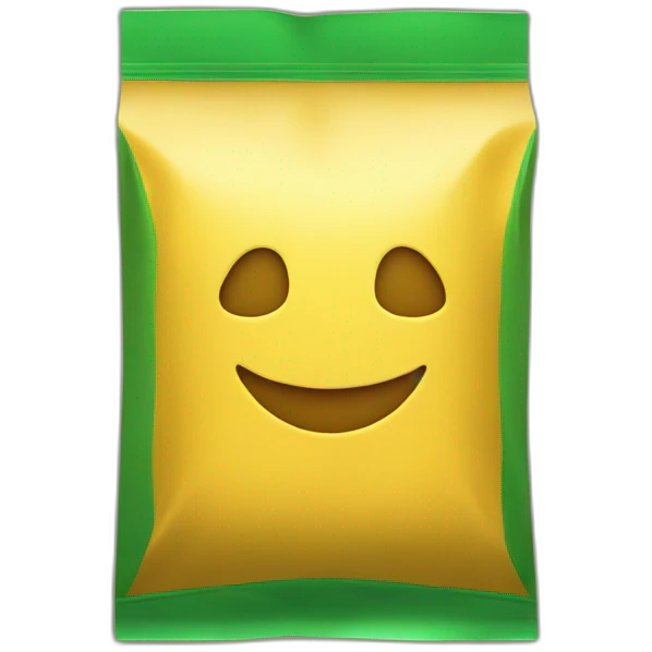 green coffee bag, yellow on the sides emoji