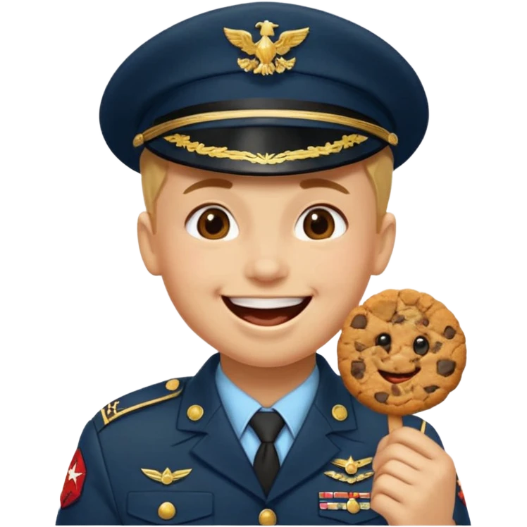 Militar mordiendo galleta expresión feliz emoji