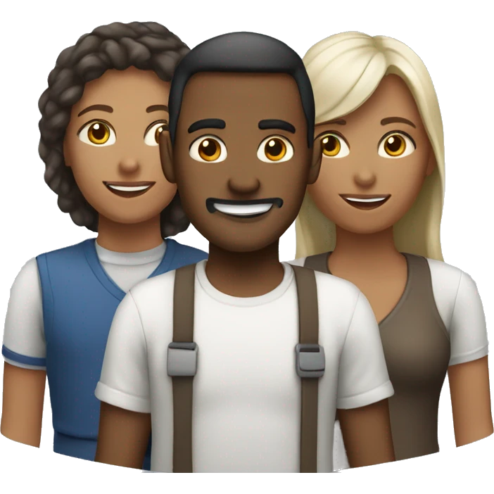 three to five people, different skin tone and look. let them be centered in a circle and look like employes emoji