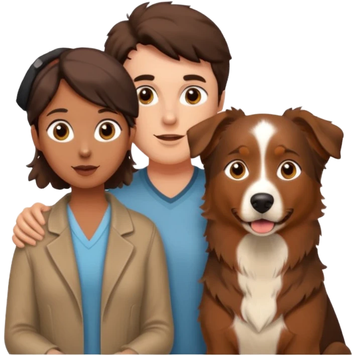 Couple with brown Aussie dog emoji