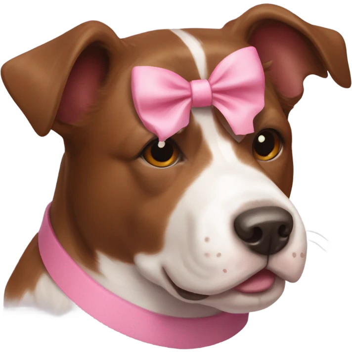 brown border collie and bull boxer mix dog with a pink bow emoji