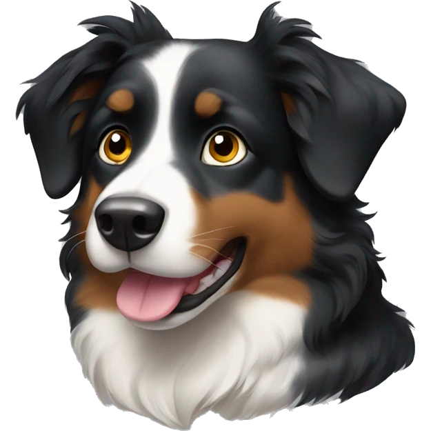 Black Australian shepherd with standing ears emoji
