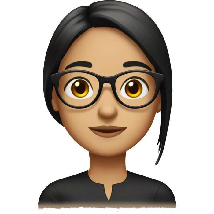girl ROUND GLASSES long black straight hair above the shoulder emoji