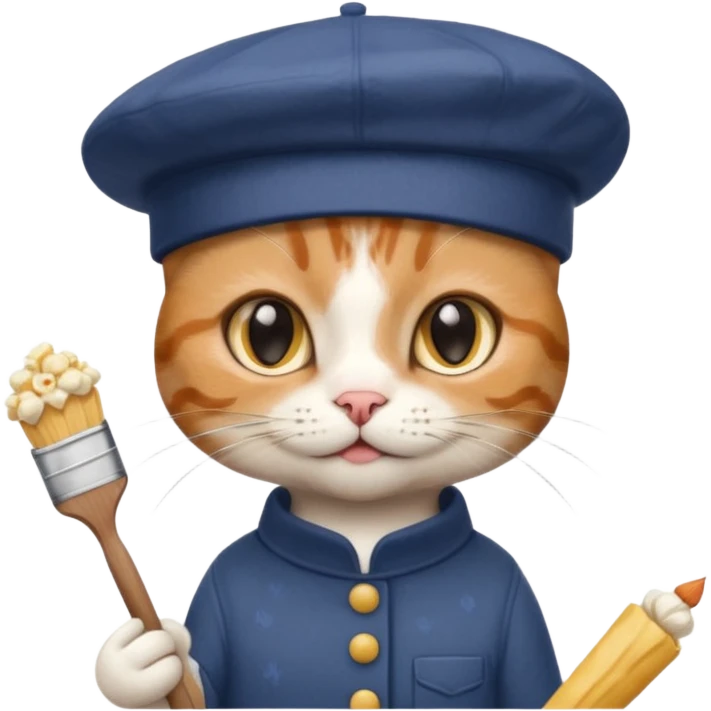 A cat that is an artist similar to the "meow_popcorn" emoji emoji