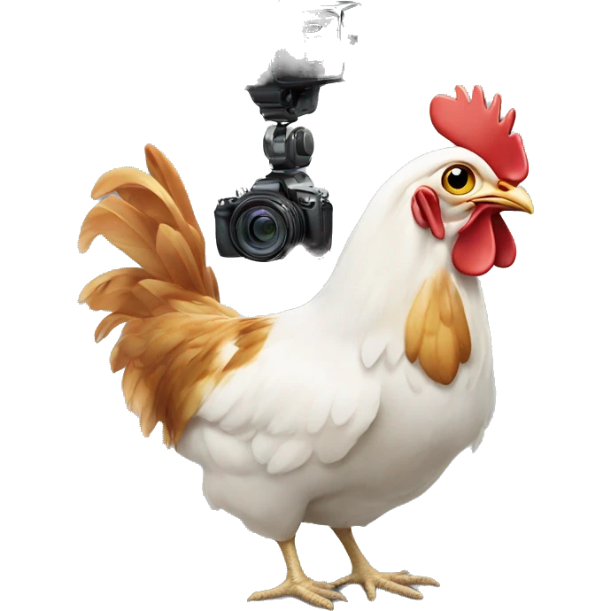 chicken with a camera on head emoji