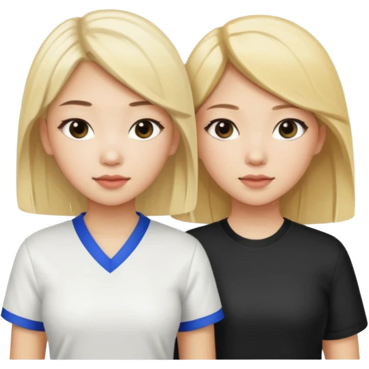 aisan girl and white girl with blonde hair going to the club emoji