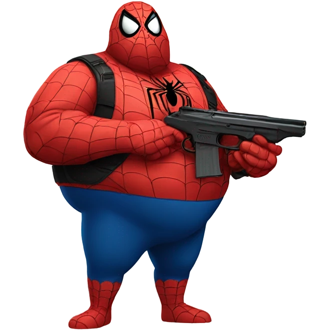 Fat Spider-Man with a gun  emoji