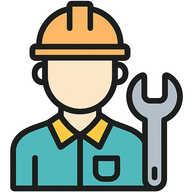 simple engineer avatar, flat icon, holding a wrench emoji