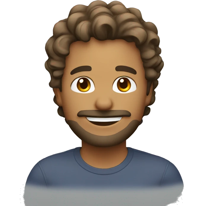 Happy man with wavy hair and light goatee emoji