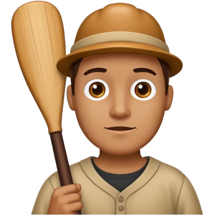 A wooden guy with a wooden bat emoji