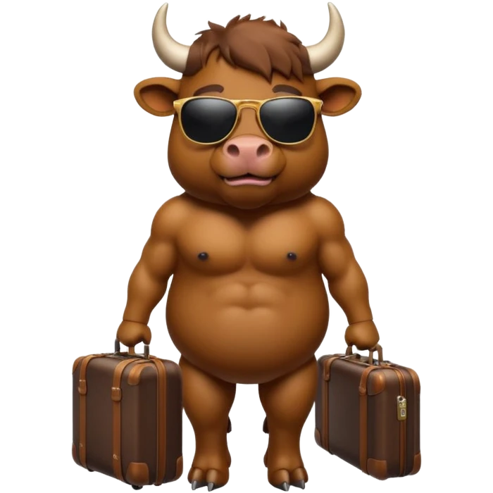 generate an emoji of a bull that is travelling. maybe wearing sunglasses or drinking a drink or carrying a suitcase emoji