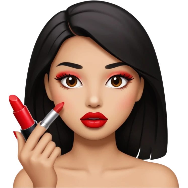 Baddie applying lipstick emoji