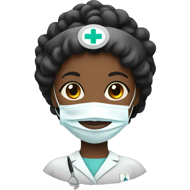Black nurse with needle emoji