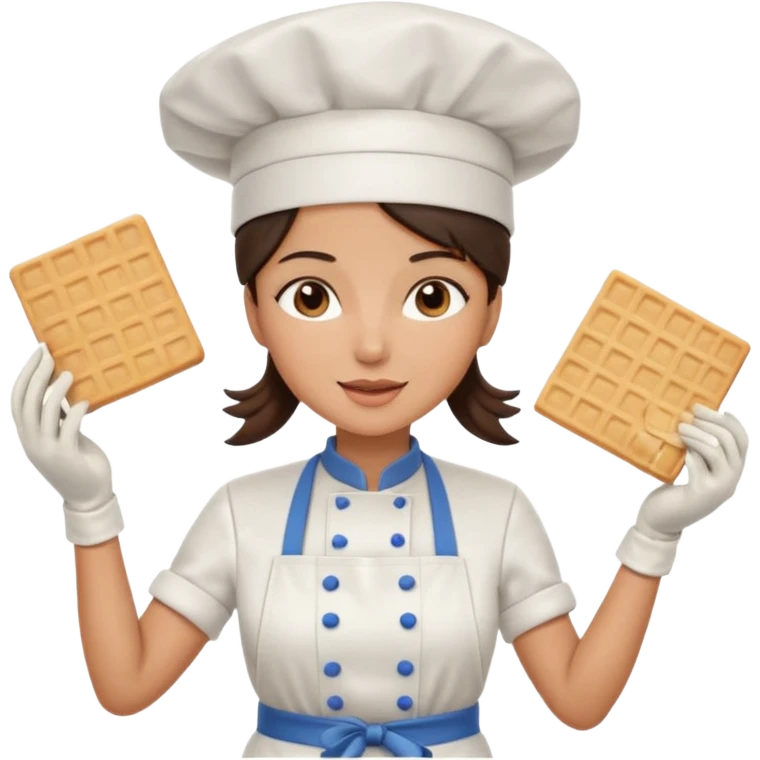A brunette woman chef making big Square wafers  emoji