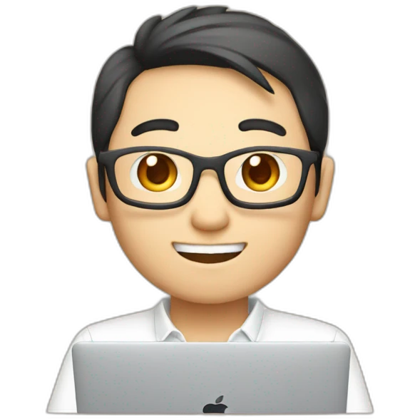 japanese software engineer no glasses with macbook emoji