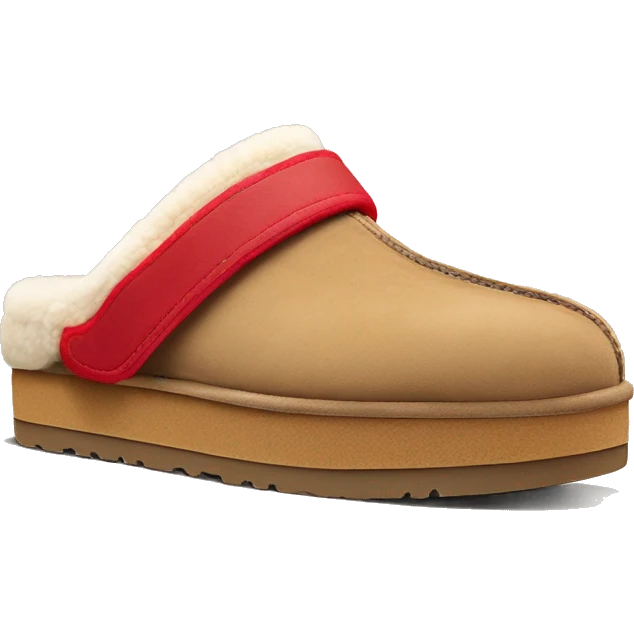Ugg platform  camel color slippers with red line on the cuff emoji