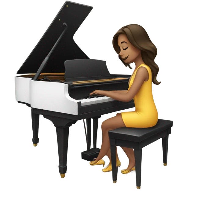 brunette emoji girl playing piano emoji