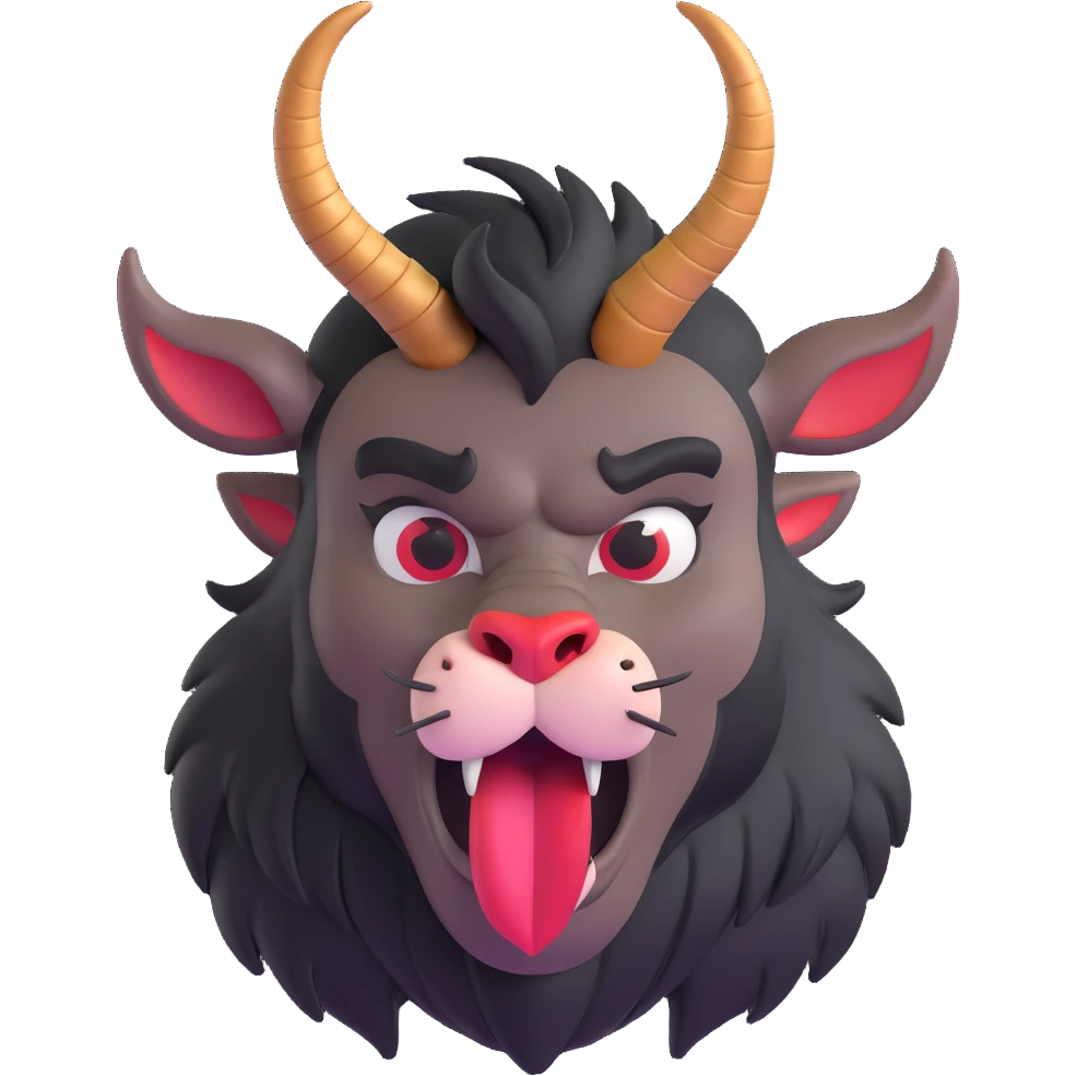 Beast from Beauty and the Beast with a human mouth and lips, keeping his horns, fur, and formal outfit emoji
