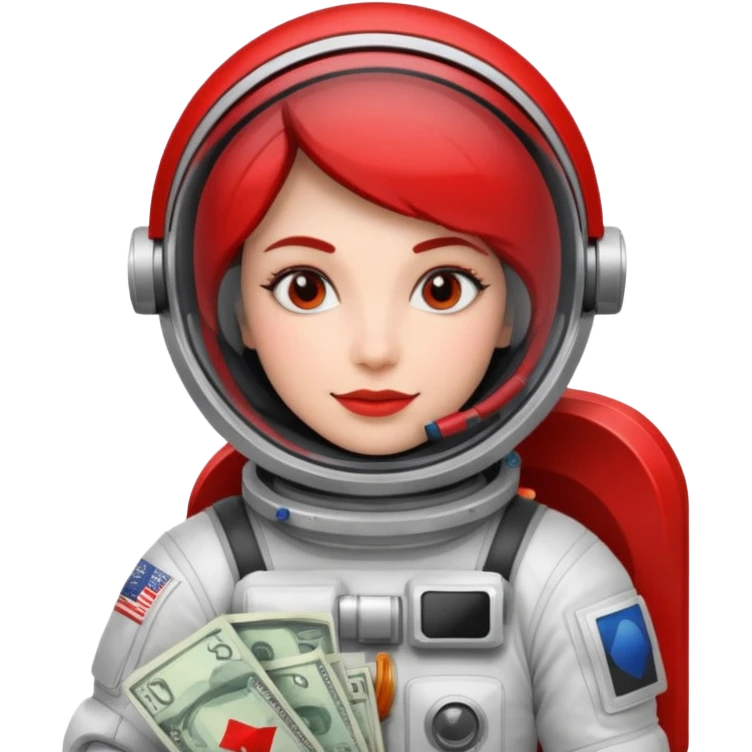 woman, Money astronaut, red and black design emoji