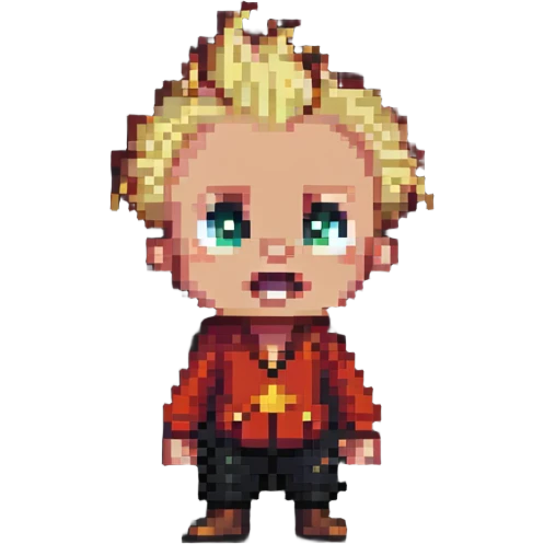 Jack Jack in the style of pixel art, surprised emoji
