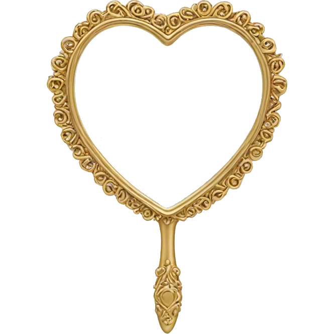 Gold intricate heart shaped vanity mirror  emoji