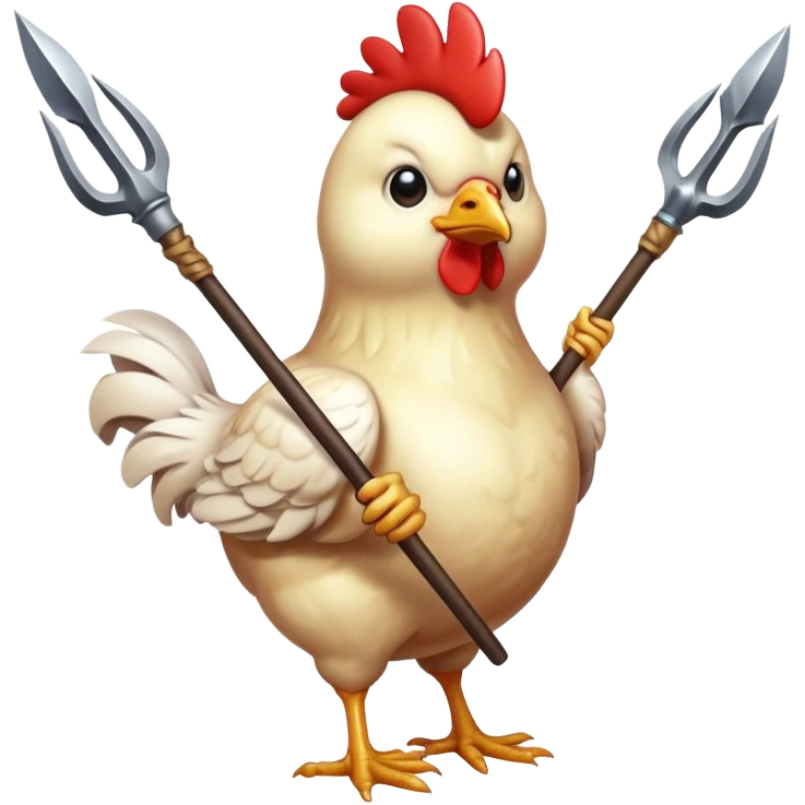 Chicken with a spear, anime style art. emoji