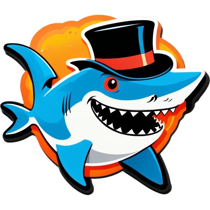Shark with a top hat emoji