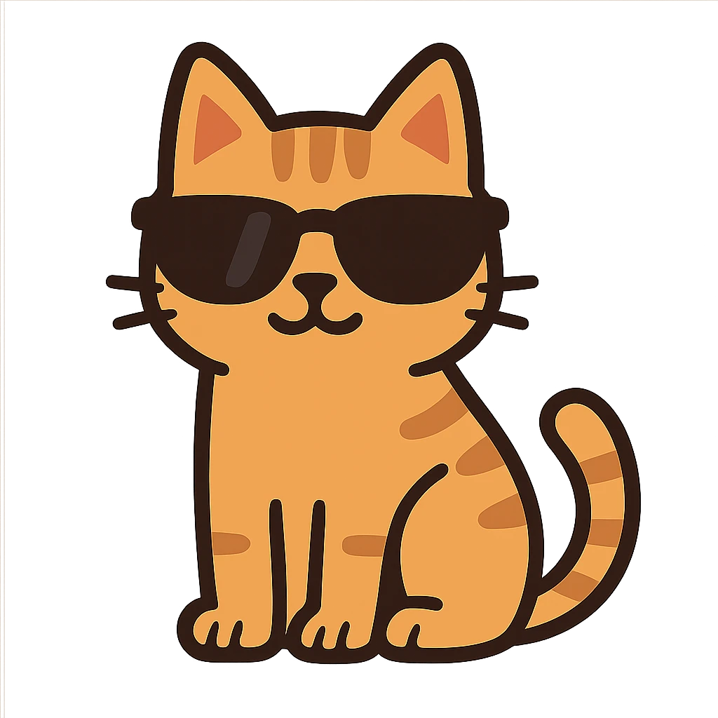 flat toon style cat wearing sunglasses emoji