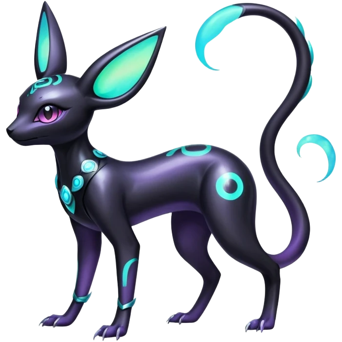 Shiny Ethereal Celestial Futuristic Modern Cyber-Salandit-Umbreon-Espeon-Hybrid (Full body) emoji