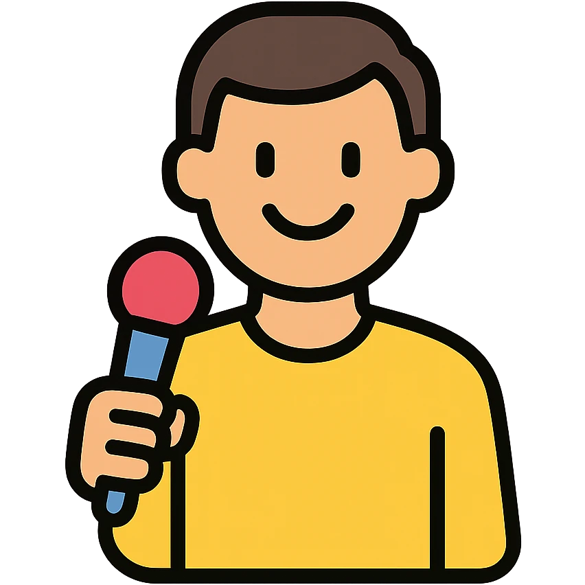 simple icon of comedian holding a mic emoji