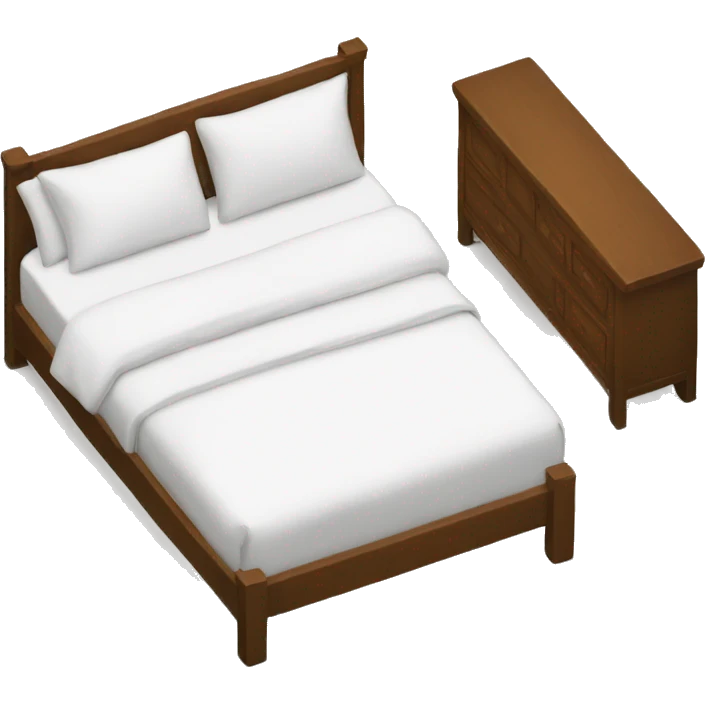 Top view of brown bed with white sheets emoji