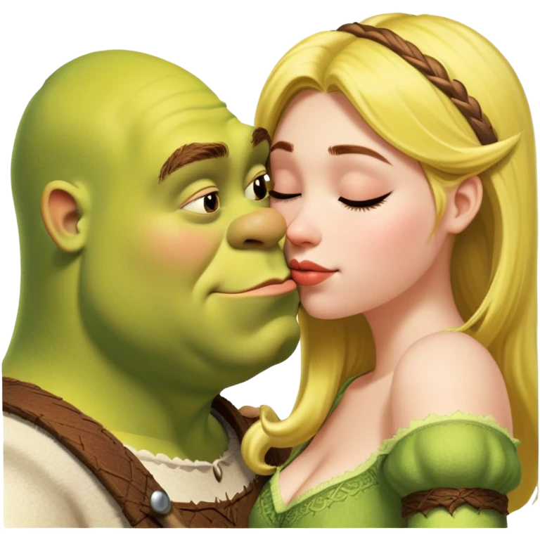 Girl kissing shrek emoji