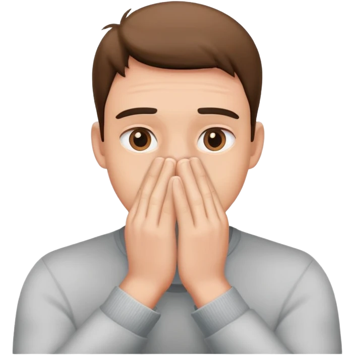 male low confidence + hiding face in hands emoji