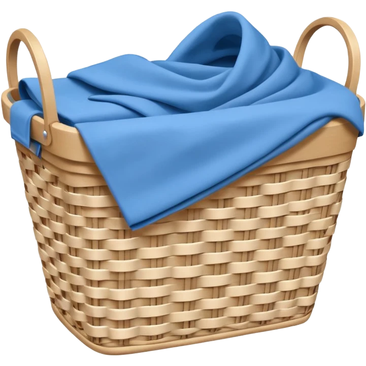 white LAUNDRY BASKET WITH FOLDED blue CLOTHES emoji