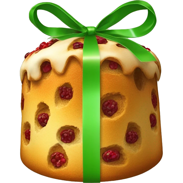 un panettone, tradicionalmente decorado con frutas confitadas verdes y rojas y pasas. emoji