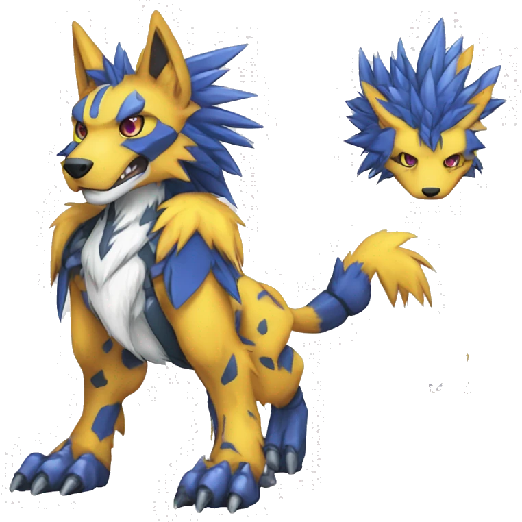  Cool Edgy Digimon-Fakemon-Garurumon-Loogamon-Dorulumon-Wolf with edgy markings full body emoji