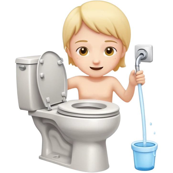 person flushing a toilet, simple and clear, cheerful expression emoji