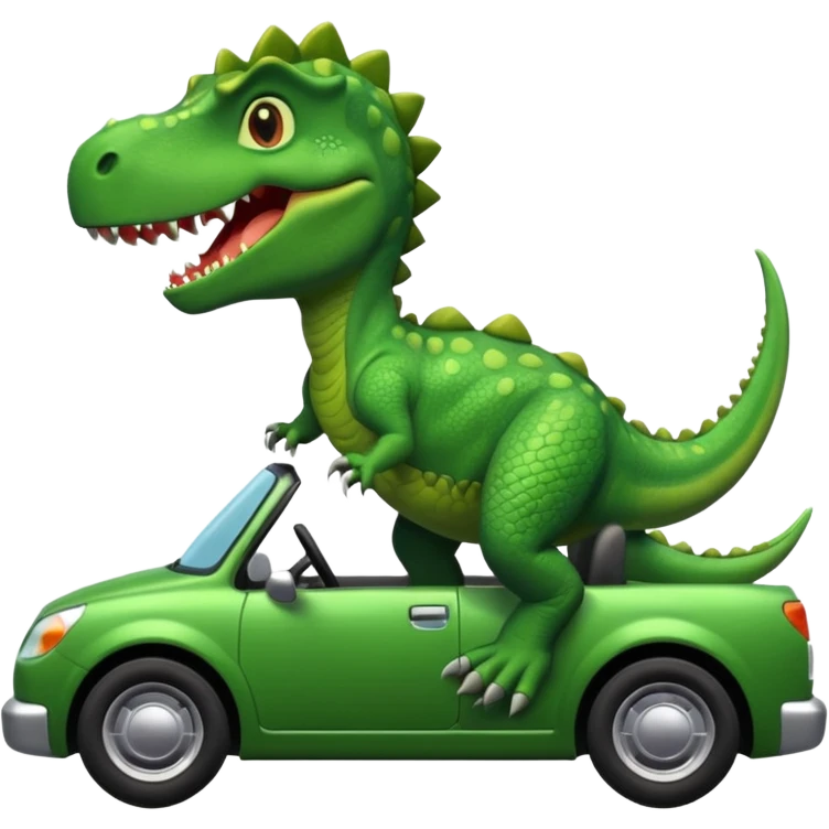 dinosaur riding a car emoji