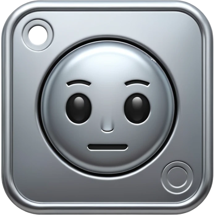 A futuristic microchip emoji made of polished silver chrome, minimal circuit details, smooth metallic surface, soft lighting, iOS emoji style, centered, clean white background emoji